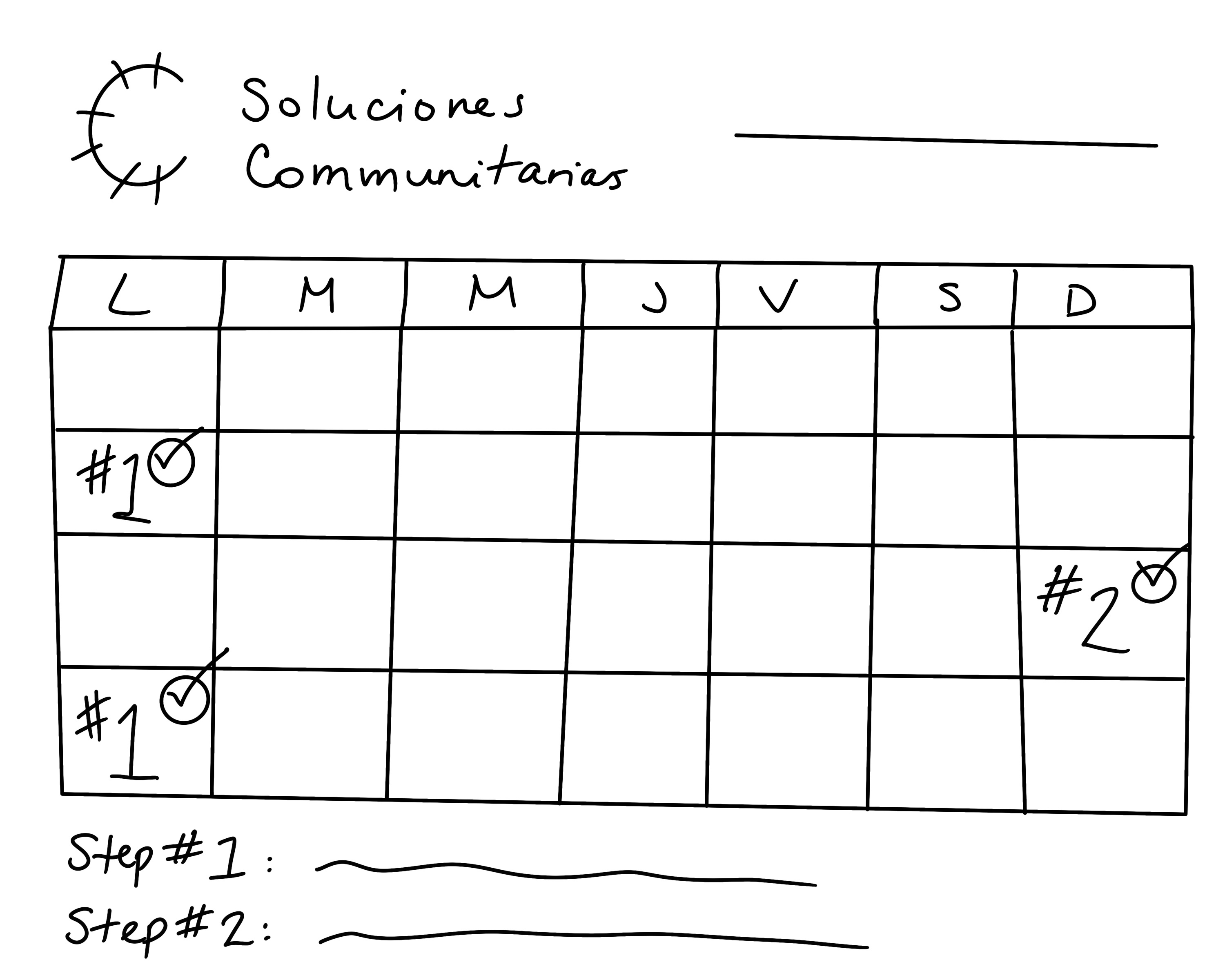Sketch of a weekly maintenance calendar